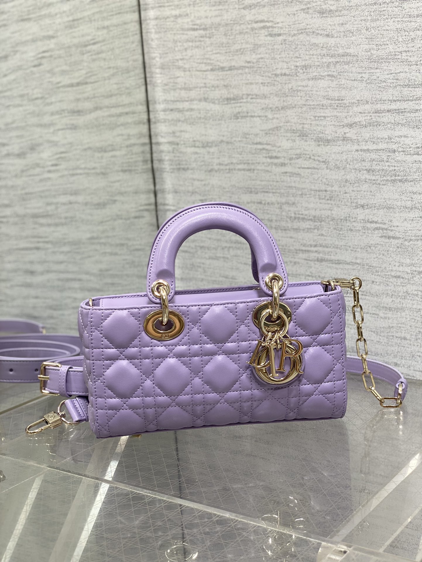 Small Lady D-Joy Bag Purple Cannage Lambskin